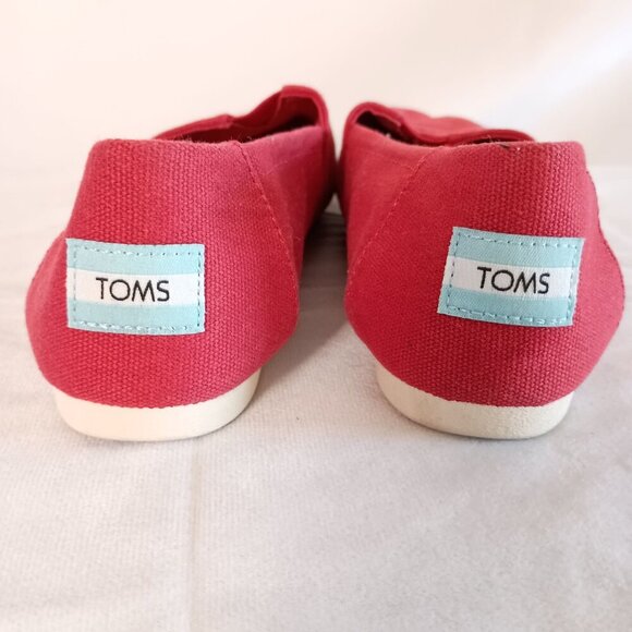 TOMS Alpargata Red Canvas Slip-On Shoes Women’s 7.5 Comfort Casual NWOB - Picture 8 of 9